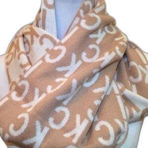 Kenneth Cole Reaction KC tan and cream infinity scarf NWT